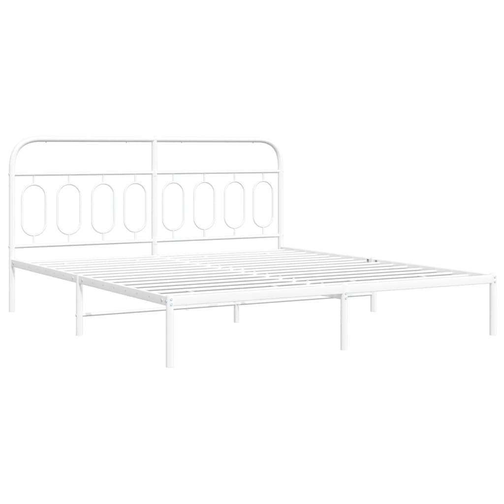 vidaXL Bedframe met hoofdbord metaal wit 183x213 cm