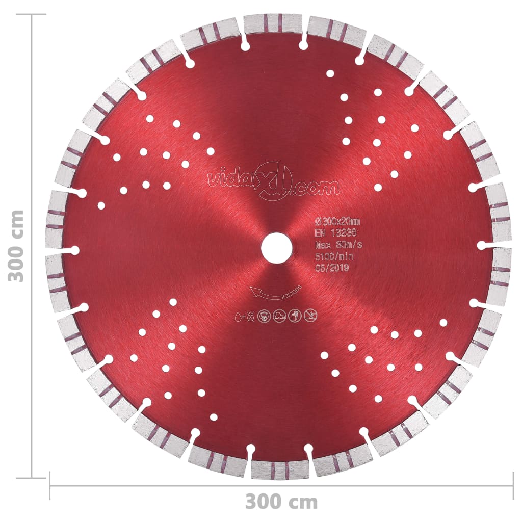 vidaXL Diamantzaagblad met turbo en gaten 300 mm staal