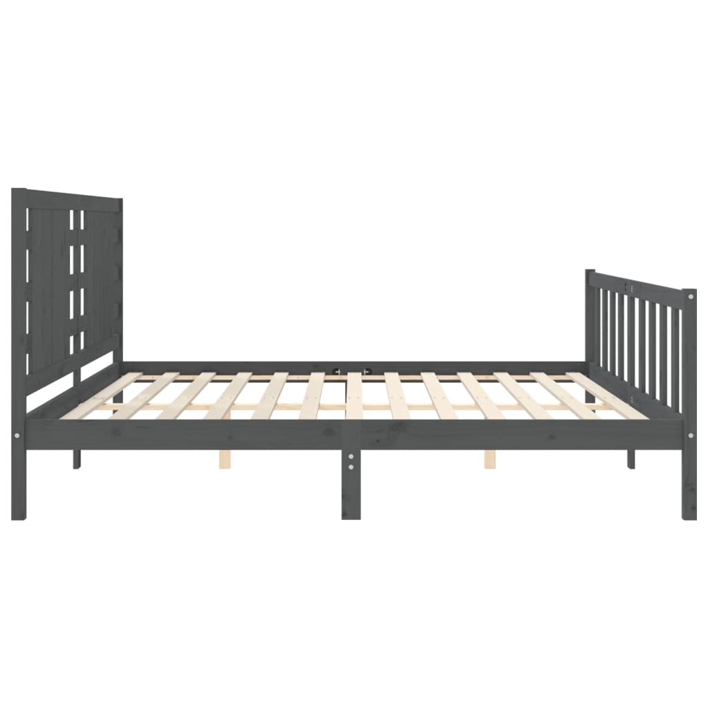 vidaXL Bedframe met hoofdbord massief hout grijs 200x200 cm