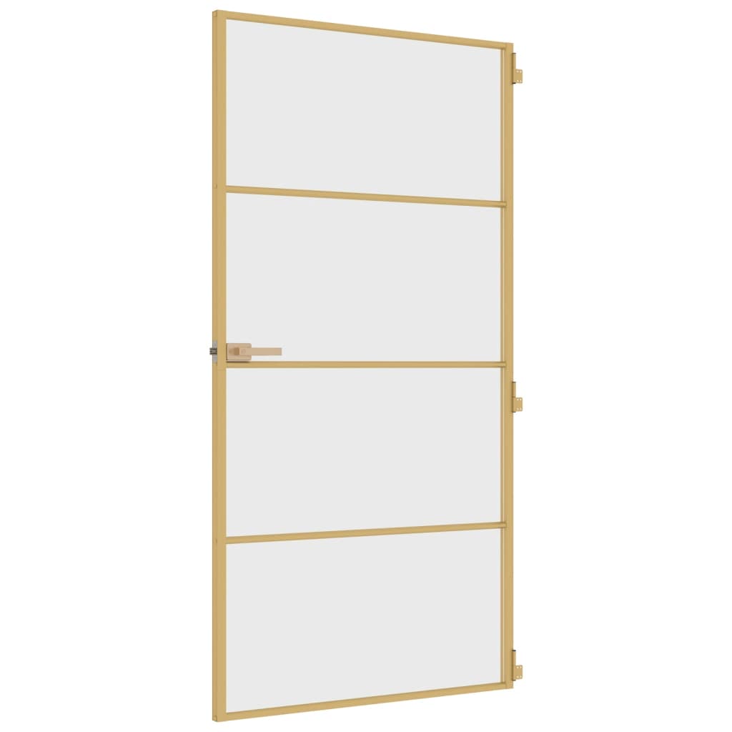 vidaXL Binnendeur smal 102,5x201,5 cm gehard glas en aluminium goud