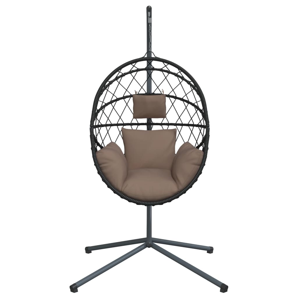 vidaXL Hangstoel met standaard rattan en staal taupe