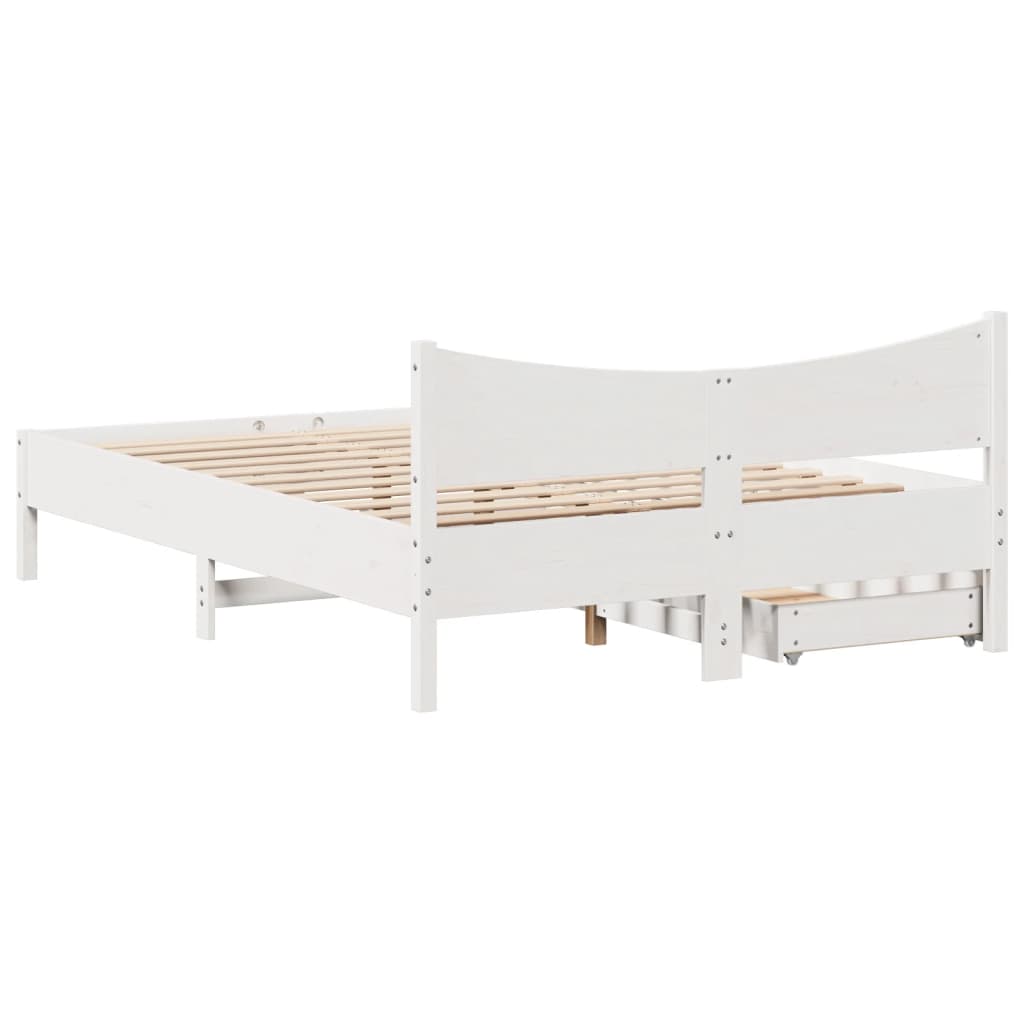 vidaXL Bedframe met lades massief grenenhout wit 160x200 cm