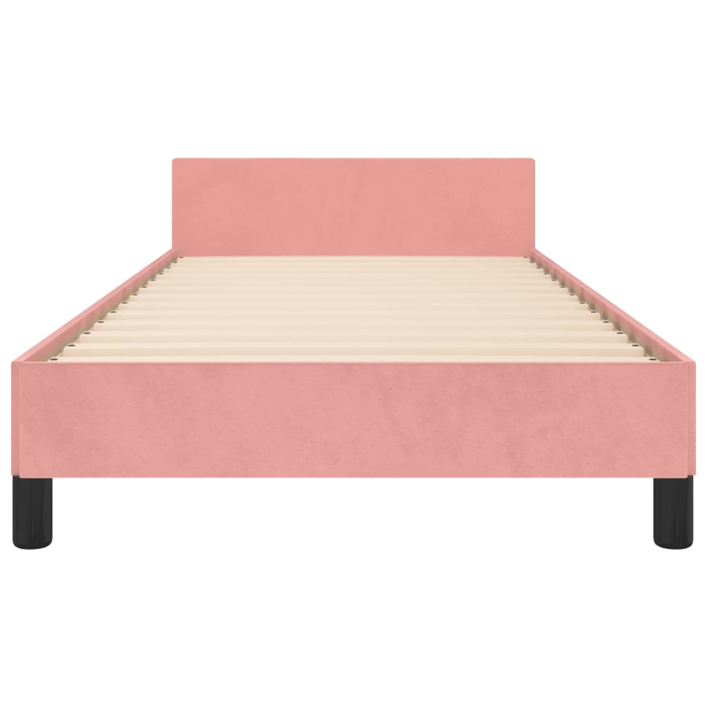 vidaXL Bedframe met hoofdeinde fluweel roze 100x200 cm