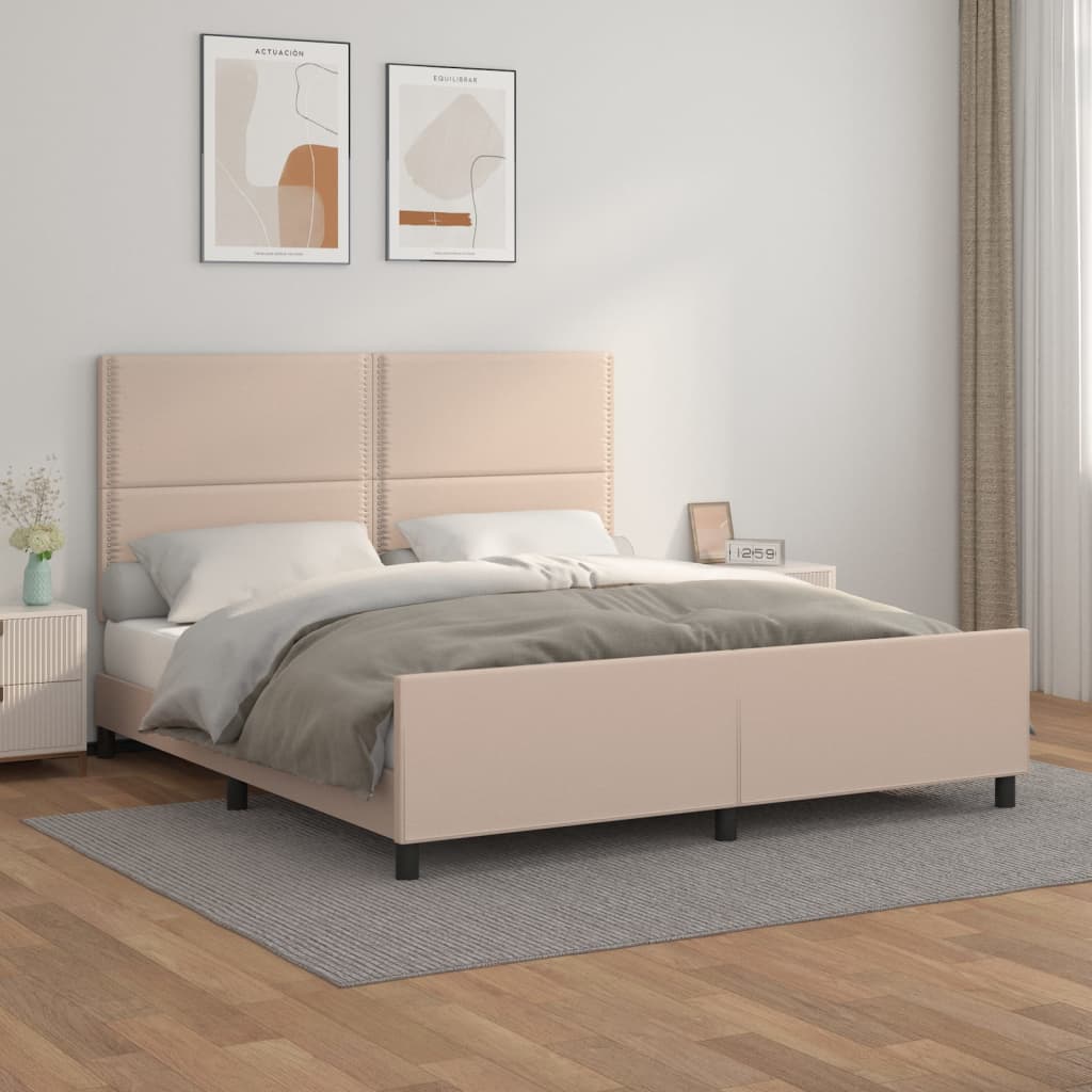 vidaXL Bedframe met hoofdbord kunstleer cappuccinokleurig 180x200 cm