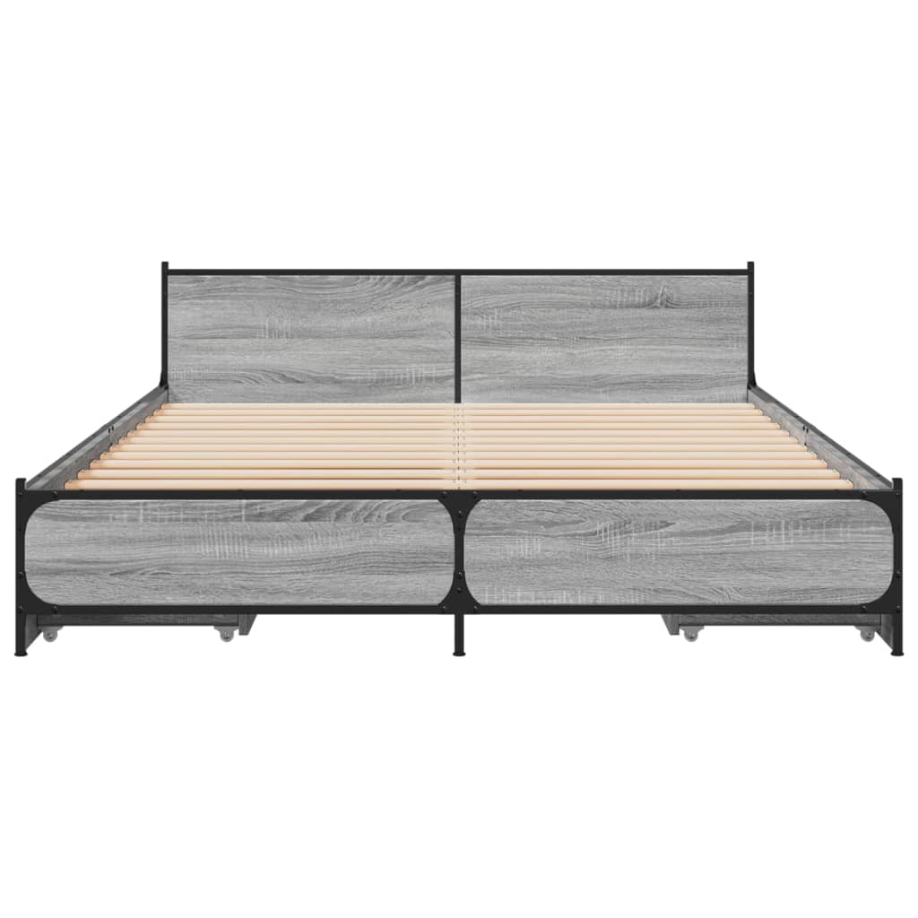 vidaXL Bedframe met lades bewerkt hout grijs sonoma eiken 140x200 cm