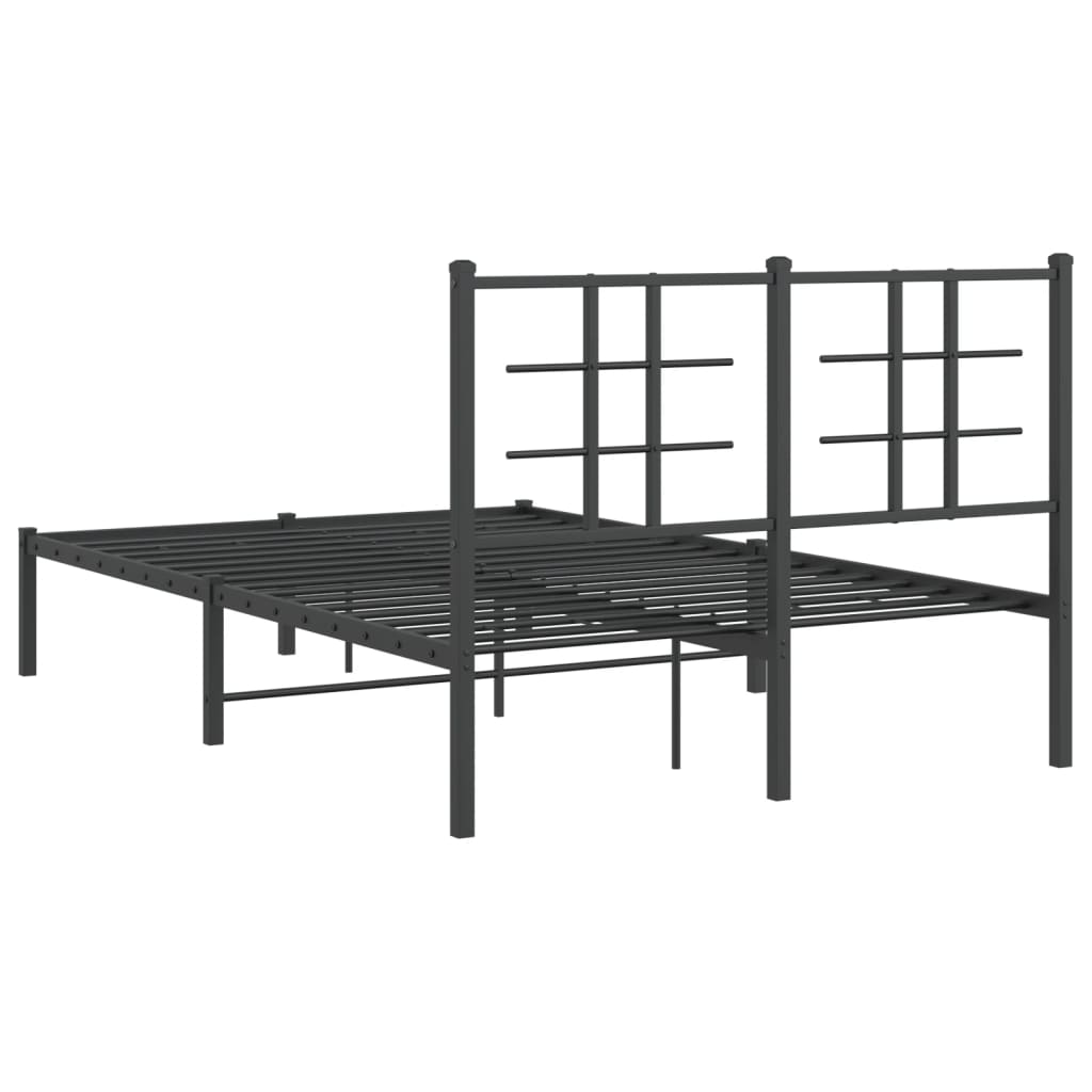 vidaXL Bedframe met hoofdbord metaal zwart 120x200 cm