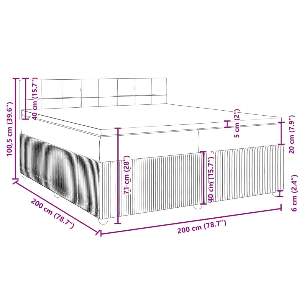 vidaXL Boxspring met matras fluweel roze 200x200 cm