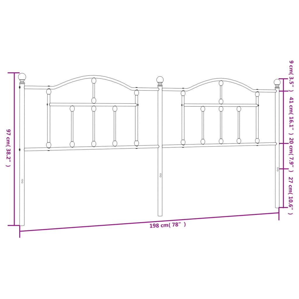 vidaXL Hoofdbord 193 cm metaal wit