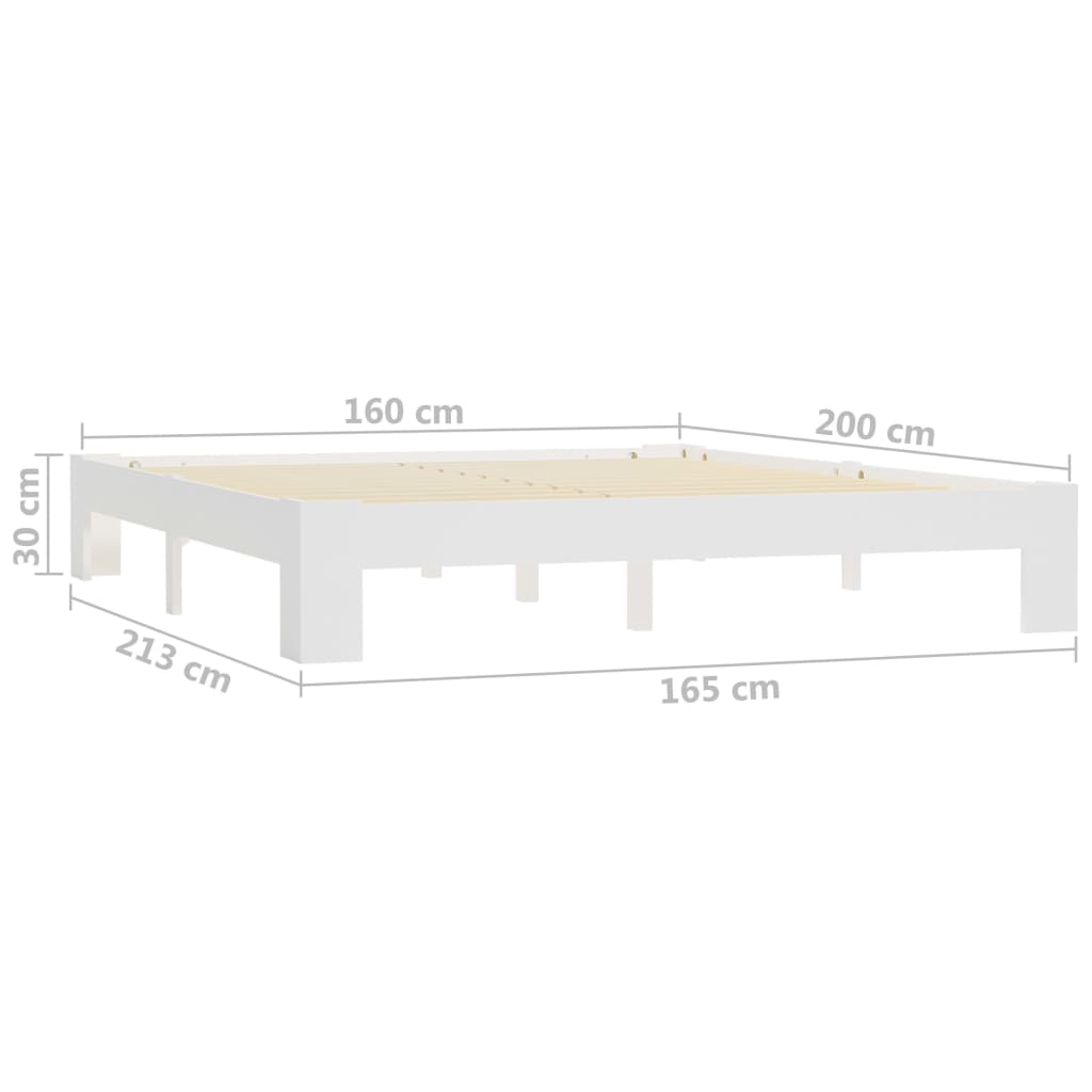 vidaXL Bedframe massief grenenhout wit 160x200 cm