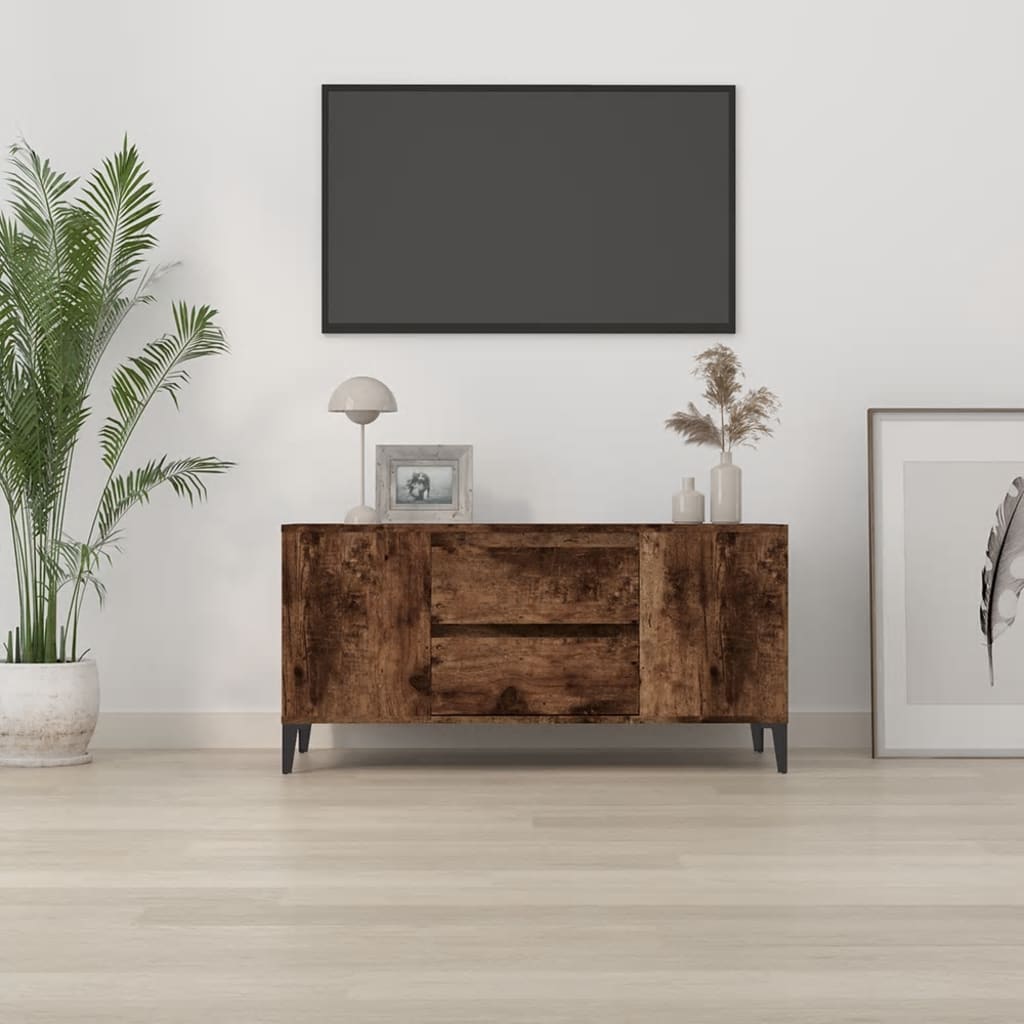 vidaXL Tv-meubel 102x44,5x50 cm bewerkt hout gerookt eikenkleurig