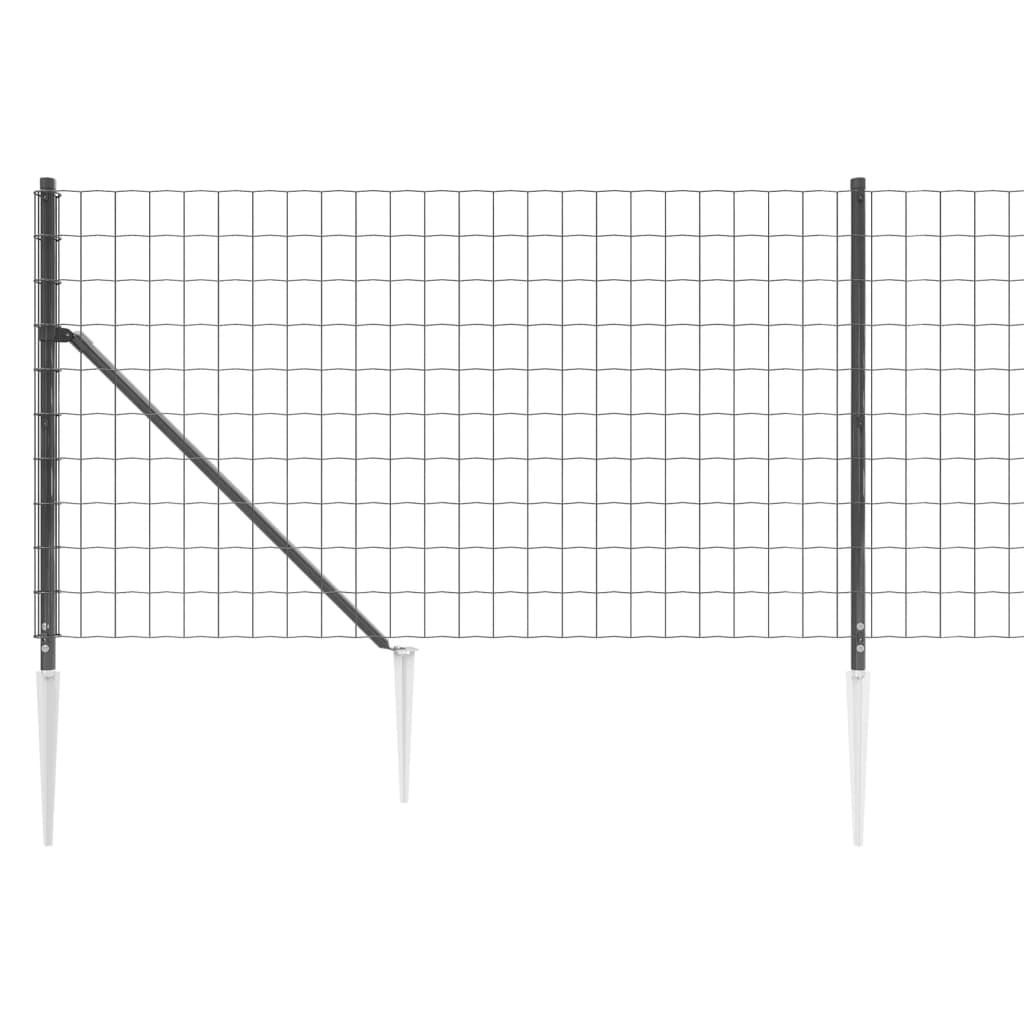 vidaXL Draadgaashek met grondankers 0,8x25 m antracietkleurig