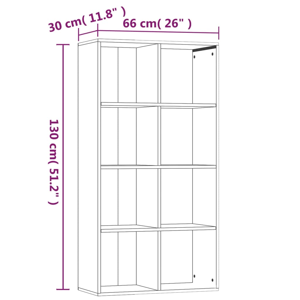 vidaXL Boekenkast 66x30x130 cm bewerkt hout gerookt eikenkleurig