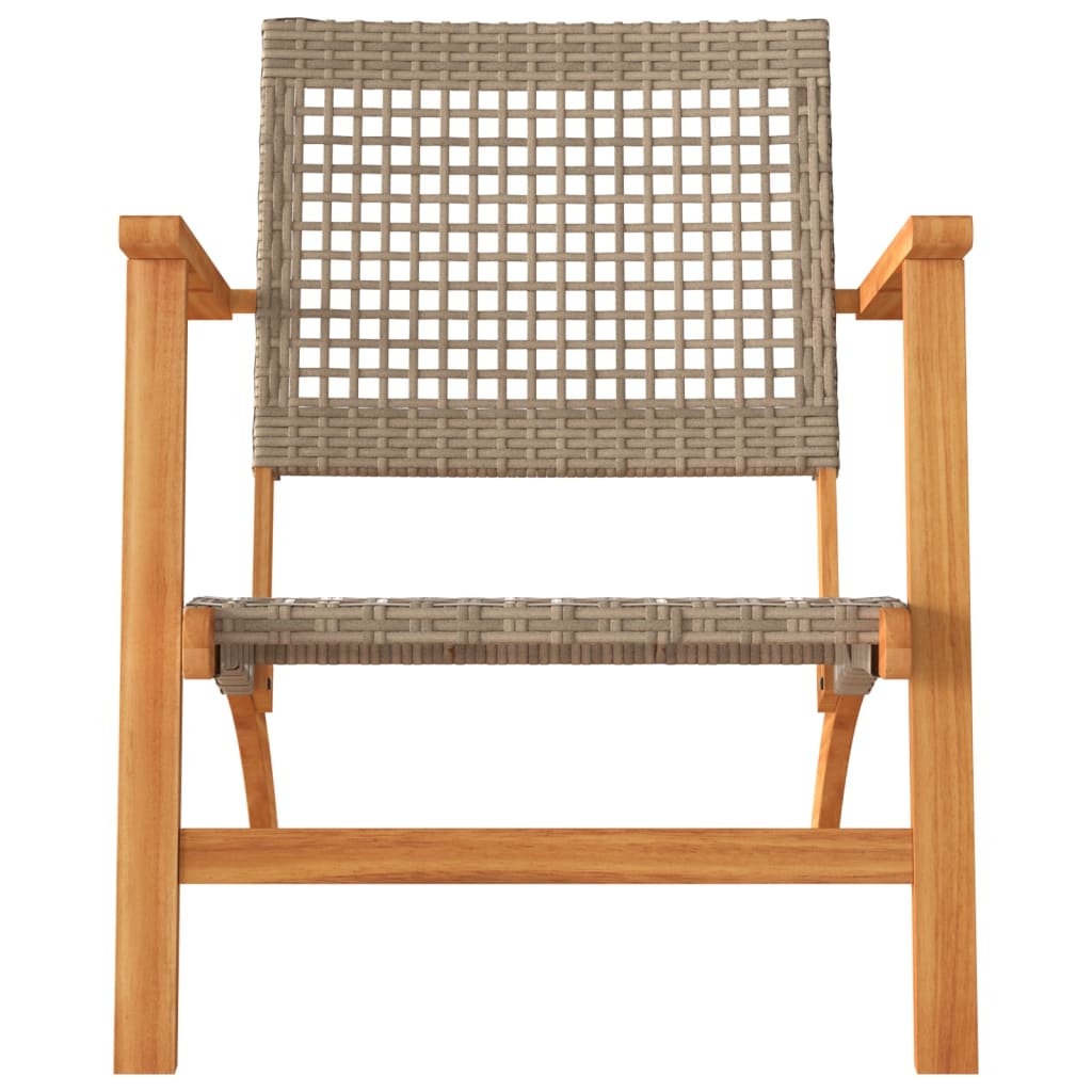 vidaXL 3-delige Bistroset poly rattan en massief acaciahout beige