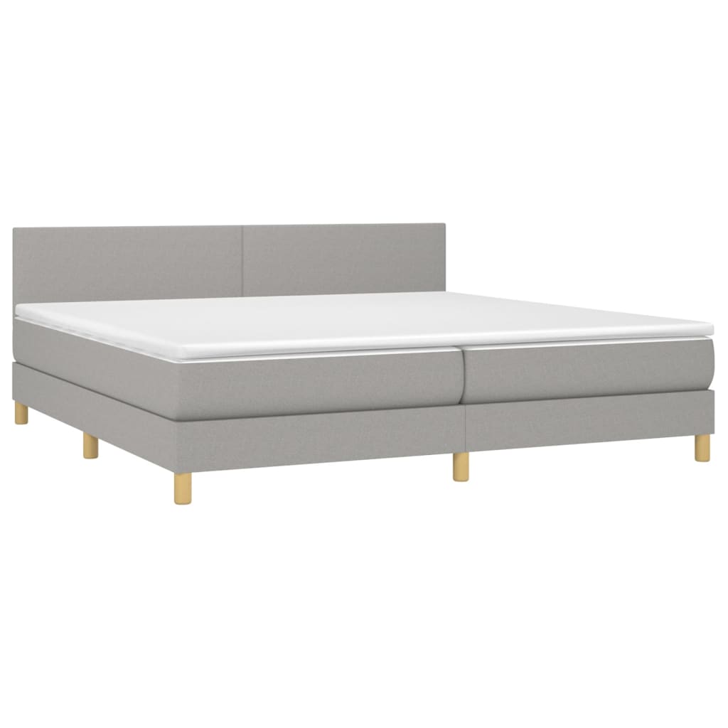 vidaXL Boxspring met matras stof lichtgrijs 200x200 cm