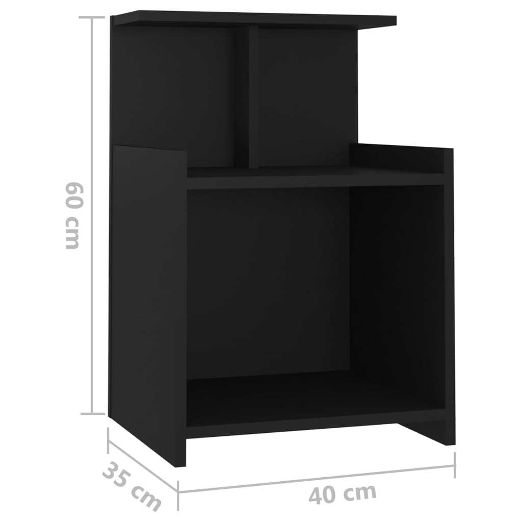 vidaXL Nachtkastjes 2 st 40x35x60 cm bewerkt hout zwart