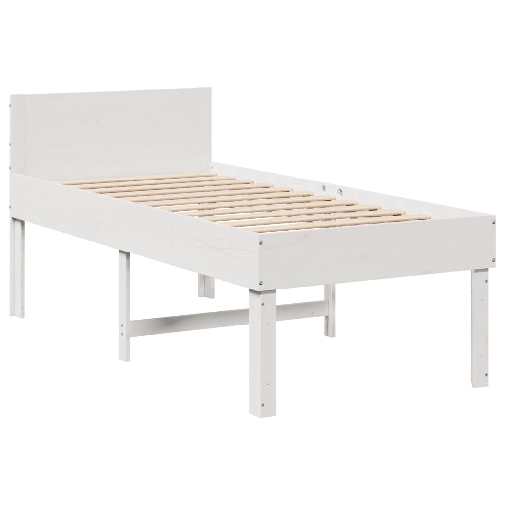 vidaXL Bedframe zonder matras massief grenenhout wit 80x200 cm