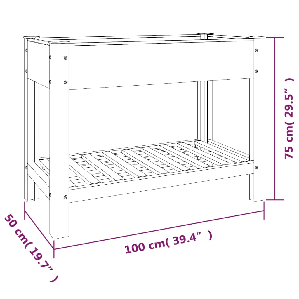 vidaXL Plantenbak verhoogd met schap 100x50x75 cm HKC