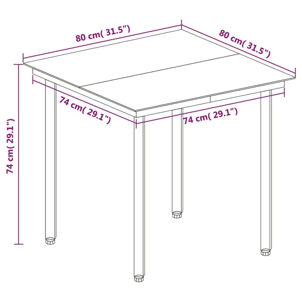 vidaXL 3-delige Tuinset met kussens poly rattan en glas