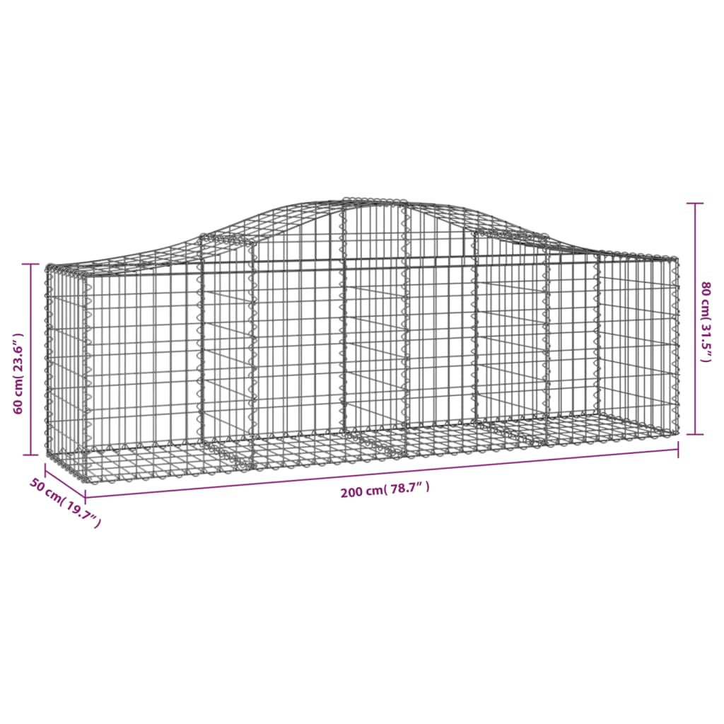 vidaXL Schanskorven 30 st gewelfd 200x50x60/80 cm ijzer