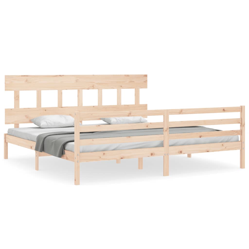 vidaXL Bedframe met hoofdbord massief hout 200x200 cm