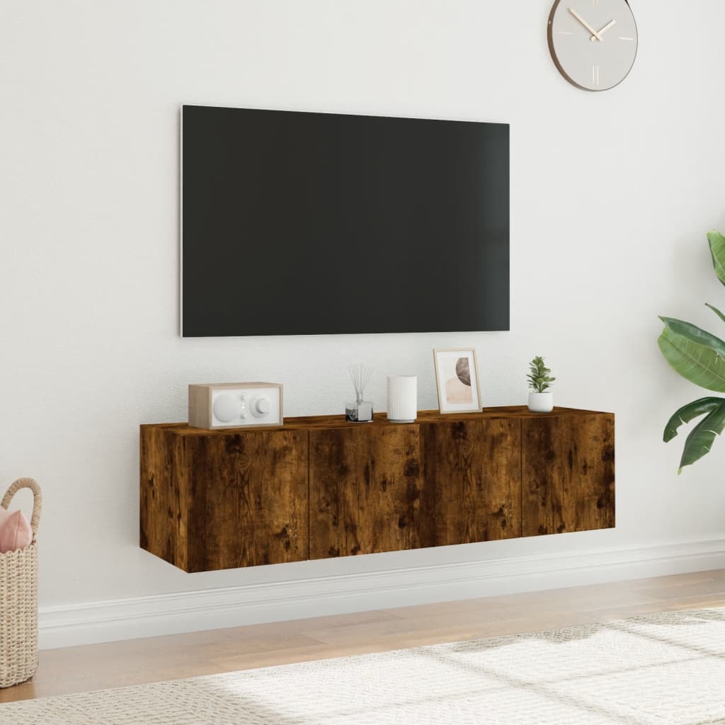 vidaXL Tv-wandmeubelen met LED 2 st 60x35x31 cm gerookt eikenkleurig