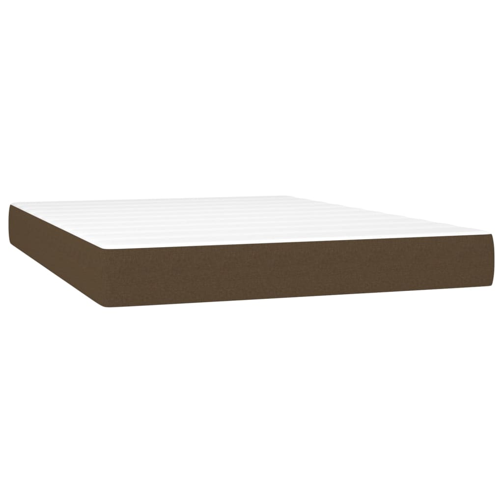 vidaXL Boxspring met matras stof donkerbruin 140x190 cm