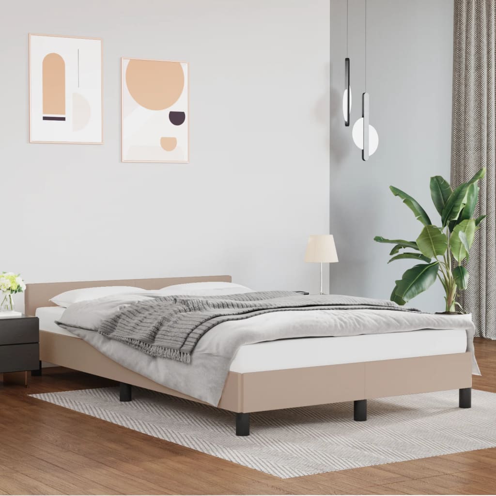 vidaXL Bedframe met hoofdeinde zonder matras Cappuccino 140x200 cm