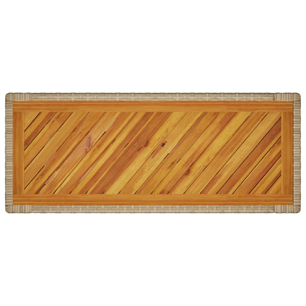 vidaXL Tuinbijzettafel met houten blad 100x40x75 cm poly rattan beige