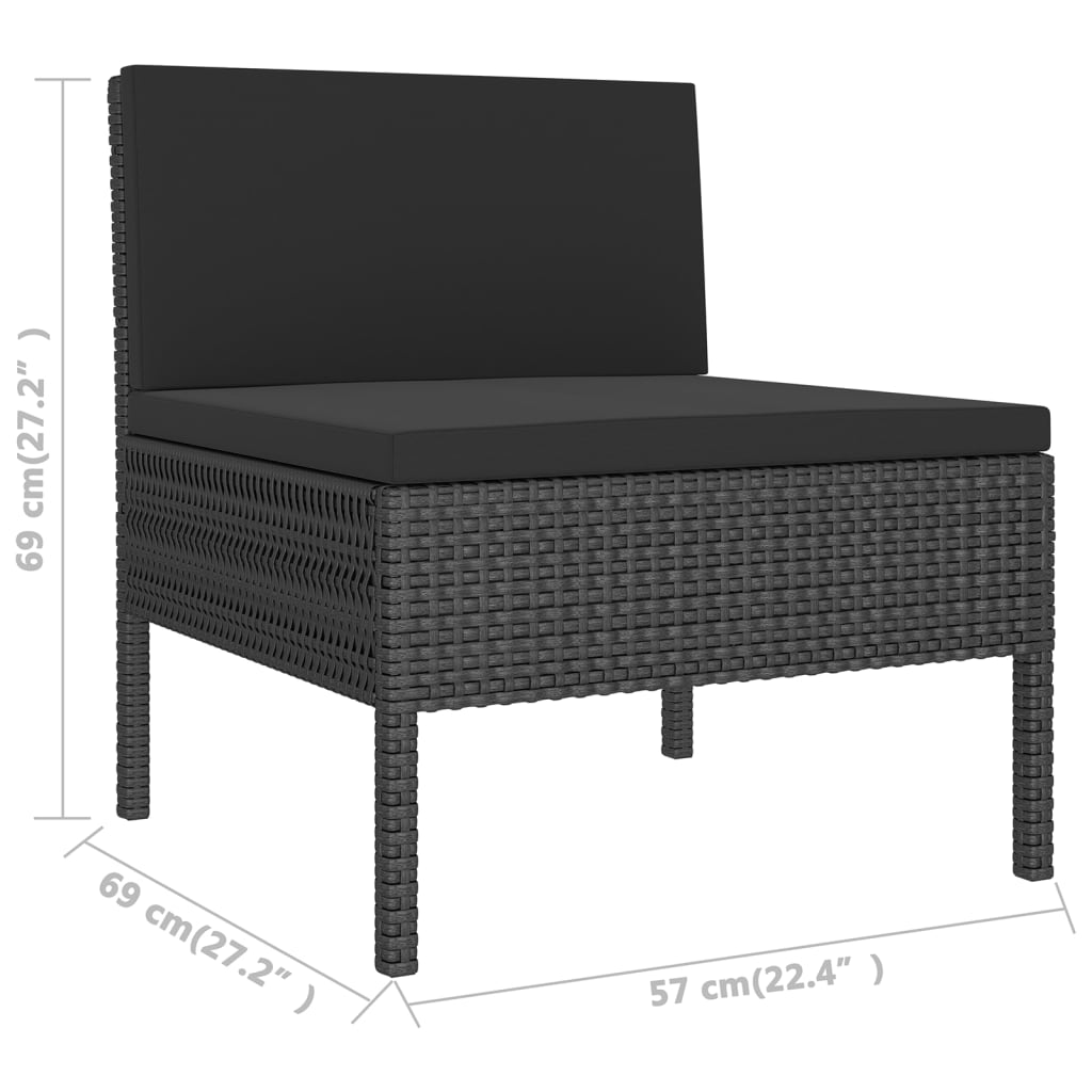 vidaXL 11-delige Loungeset met kussens poly rattan zwart