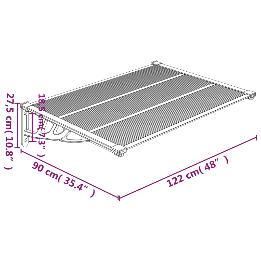 vidaXL Deurluifel 122x90 cm polycarbonaat zwart