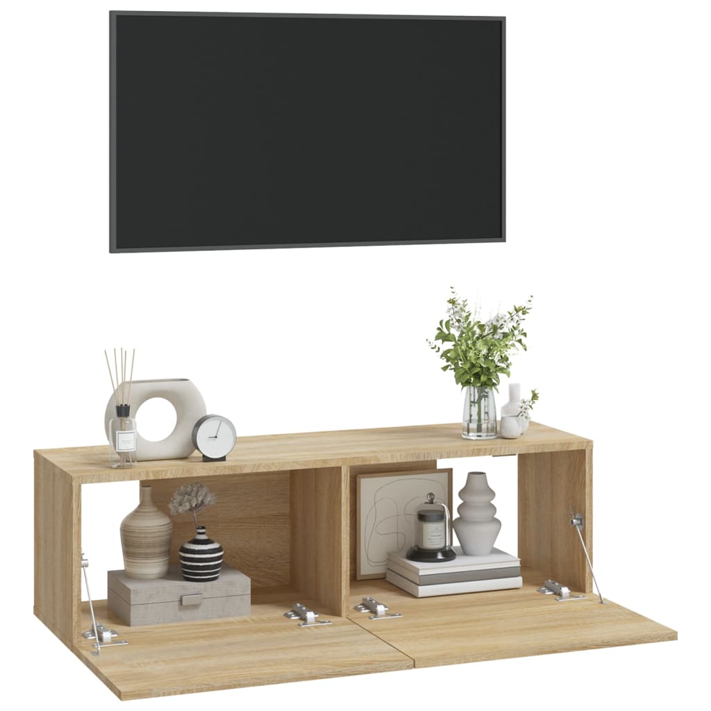 vidaXL Tv-wandmeubels 2 st 100x30x30 cm hout sonoma eikenkleurig