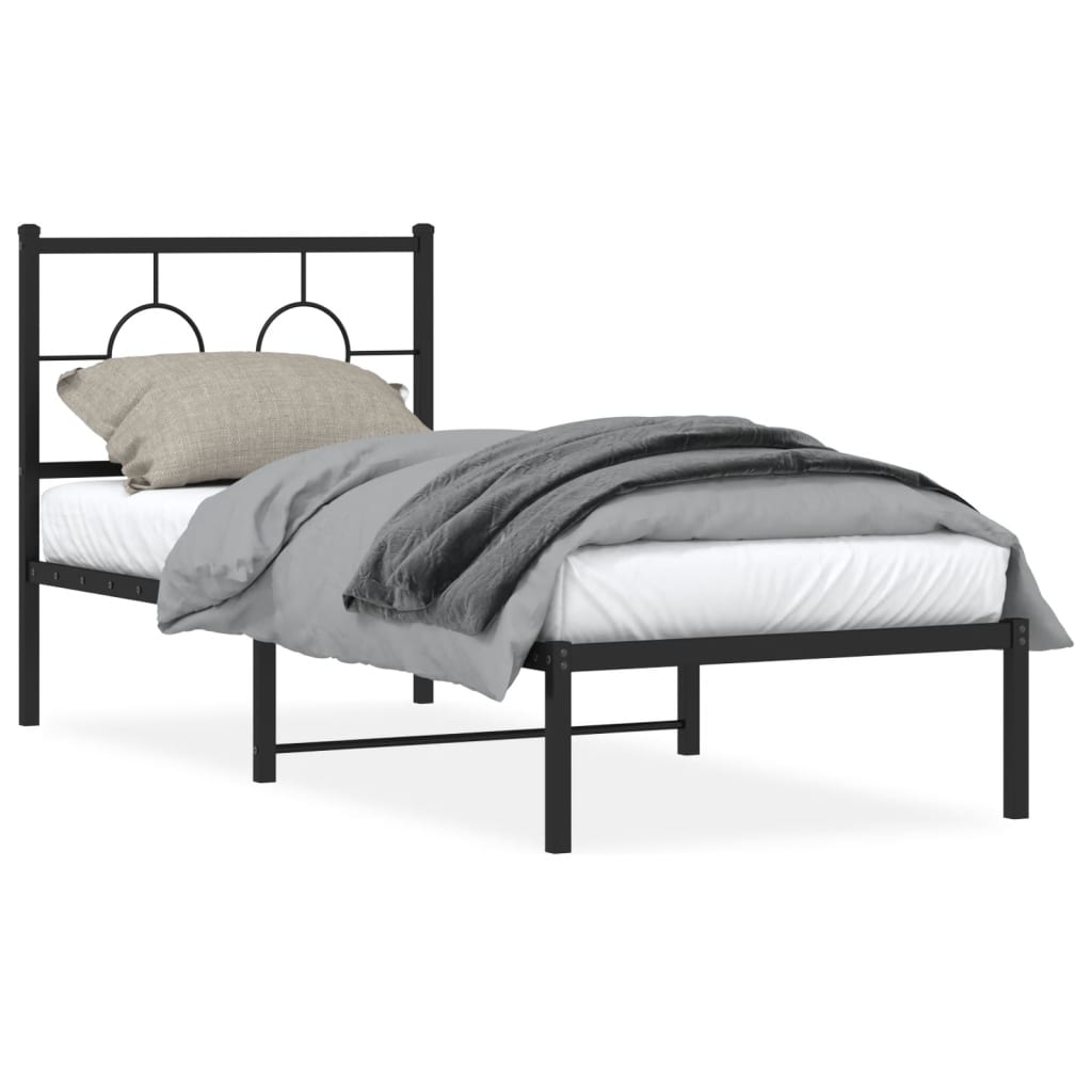 vidaXL Bedframe met hoofdbord metaal zwart 80x200 cm