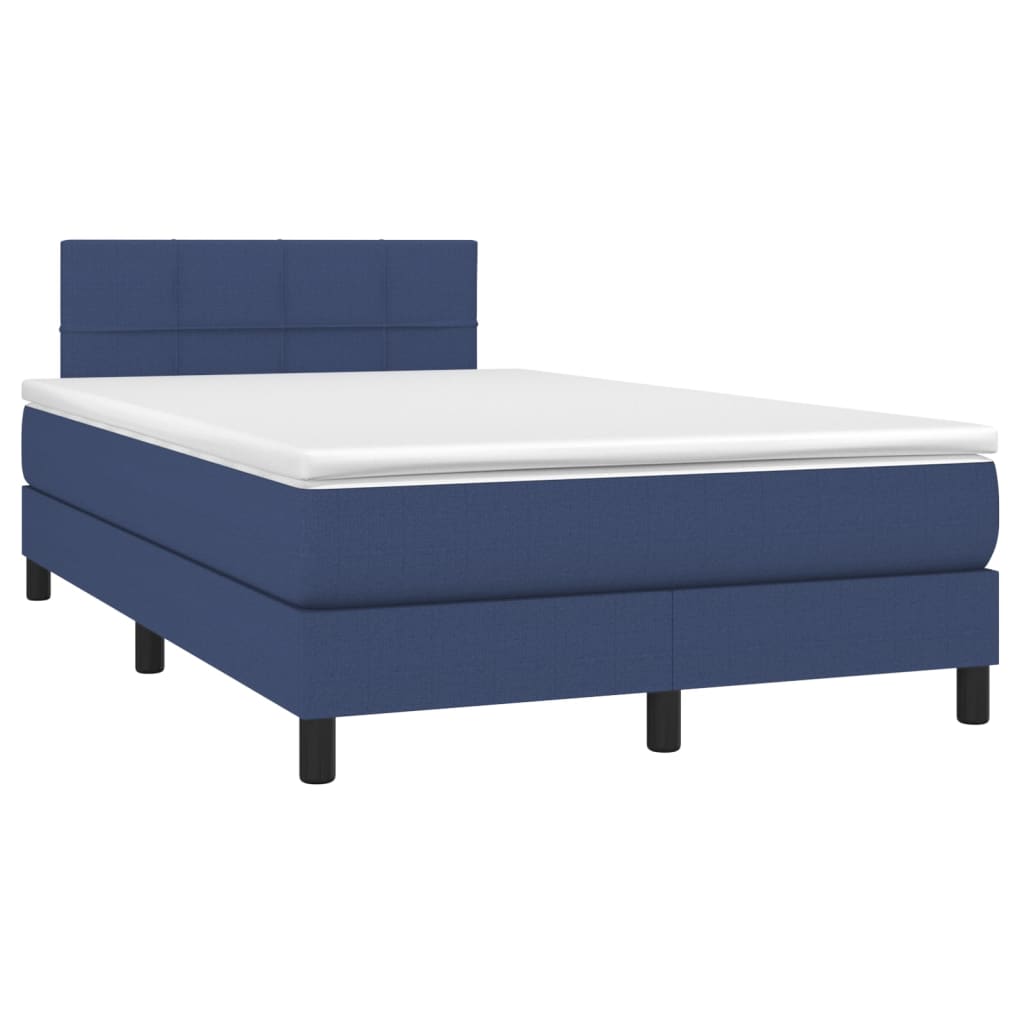 vidaXL Boxspring met matras stof blauw 120x200 cm