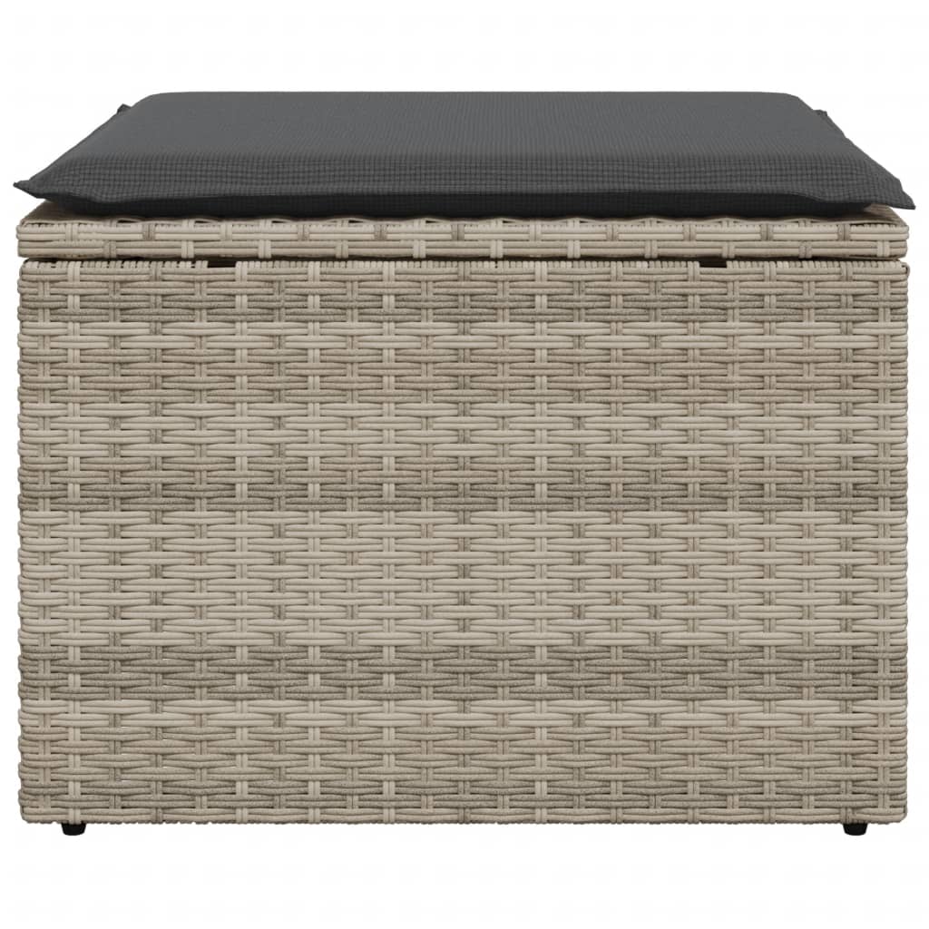 vidaXL Tuinkruk met kussen 55x55x37 cm poly rattan lichtgrijs