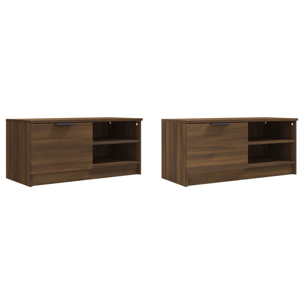 vidaXL Tv-meubelen 2 st 80x35x36,5 cm bewerkt hout bruin eikenkleur