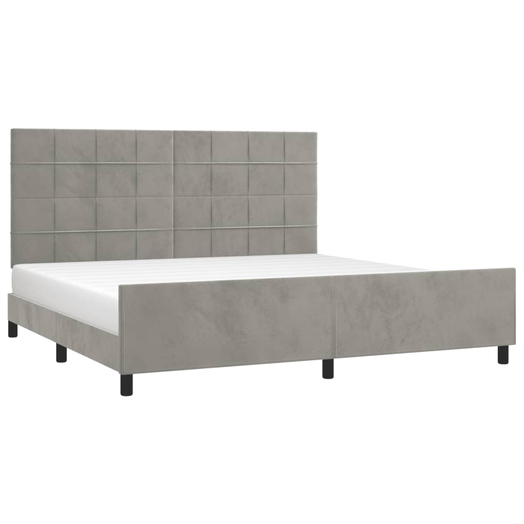 vidaXL Bedframe met hoofdeinde fluweel lichtgrijs 200x200 cm