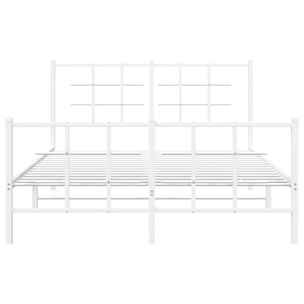 vidaXL Bedframe met hoofd- en voeteneinde metaal wit 140x190 cm