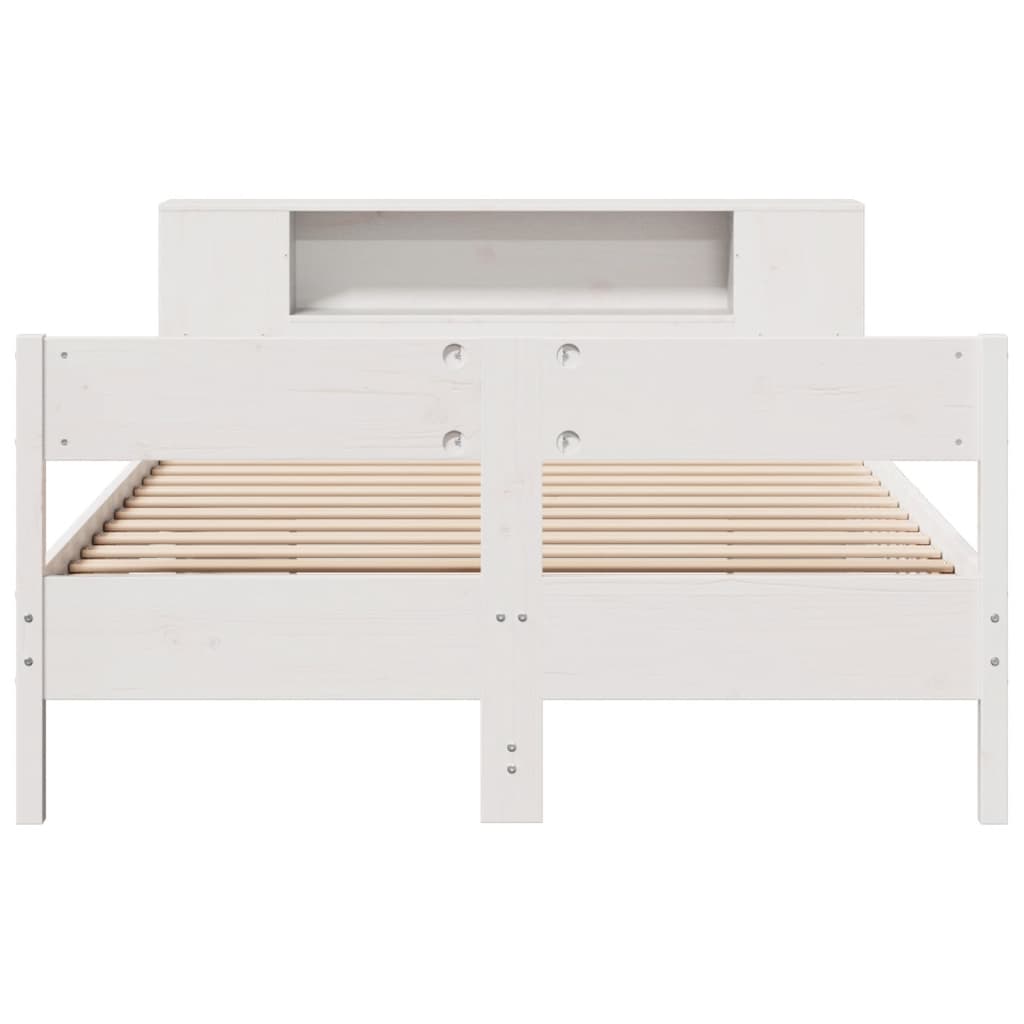 vidaXL Bed met boekenkast zonder matras grenenhout wit 120x190 cm