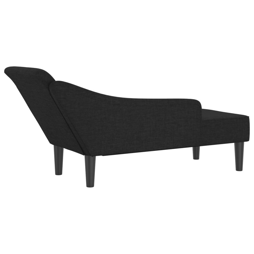 vidaXL Chaise longue met kussens stof zwart