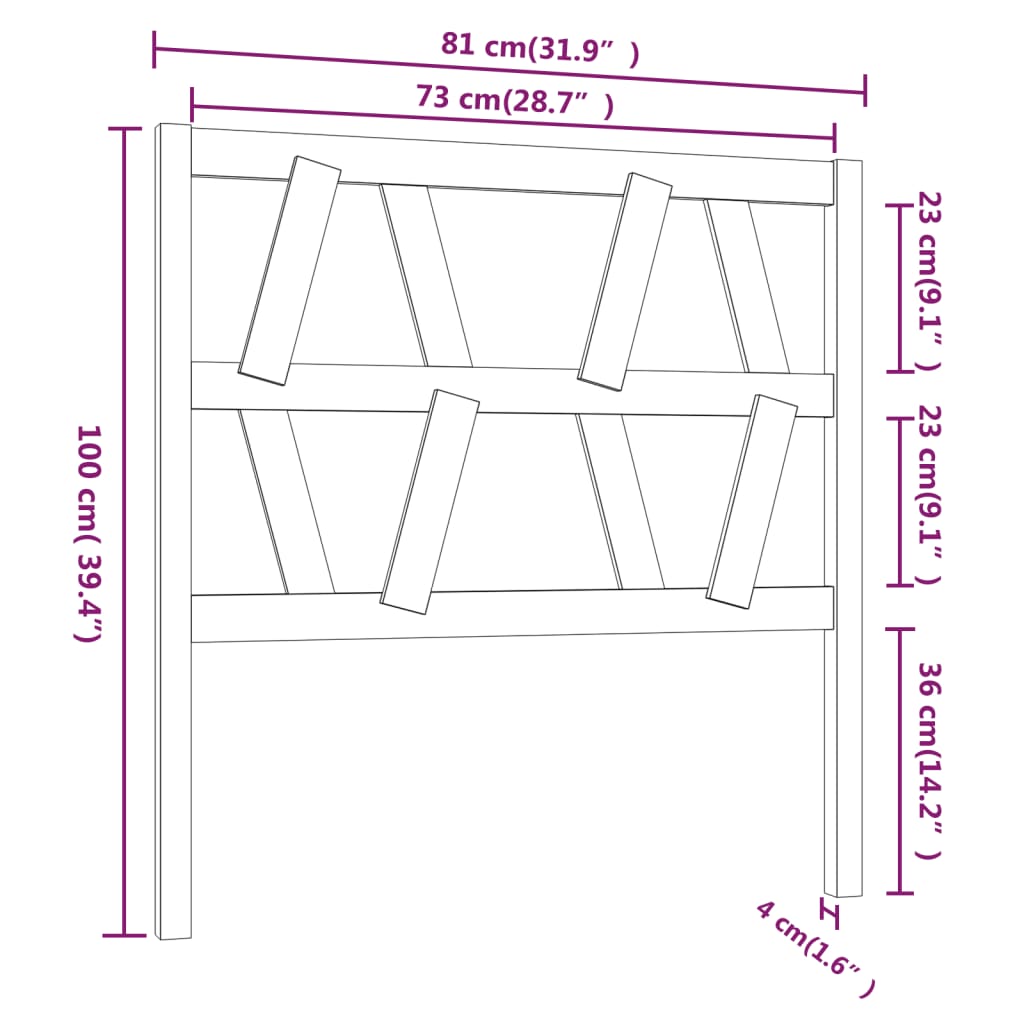 vidaXL Hoofdbord 81x4x100 cm massief grenenhout honingbruin