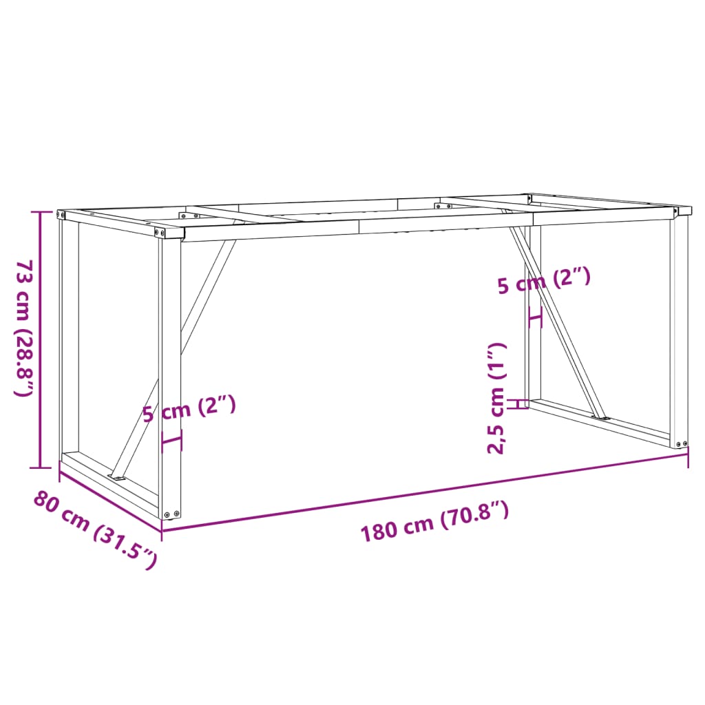 vidaXL Eettafelpoten O-frame 180x80x73 cm gietijzer