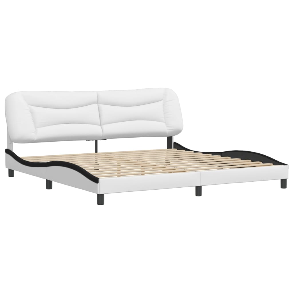 vidaXL Bedframe met hoofdbord kunstleer wit en zwart 200x200 cm