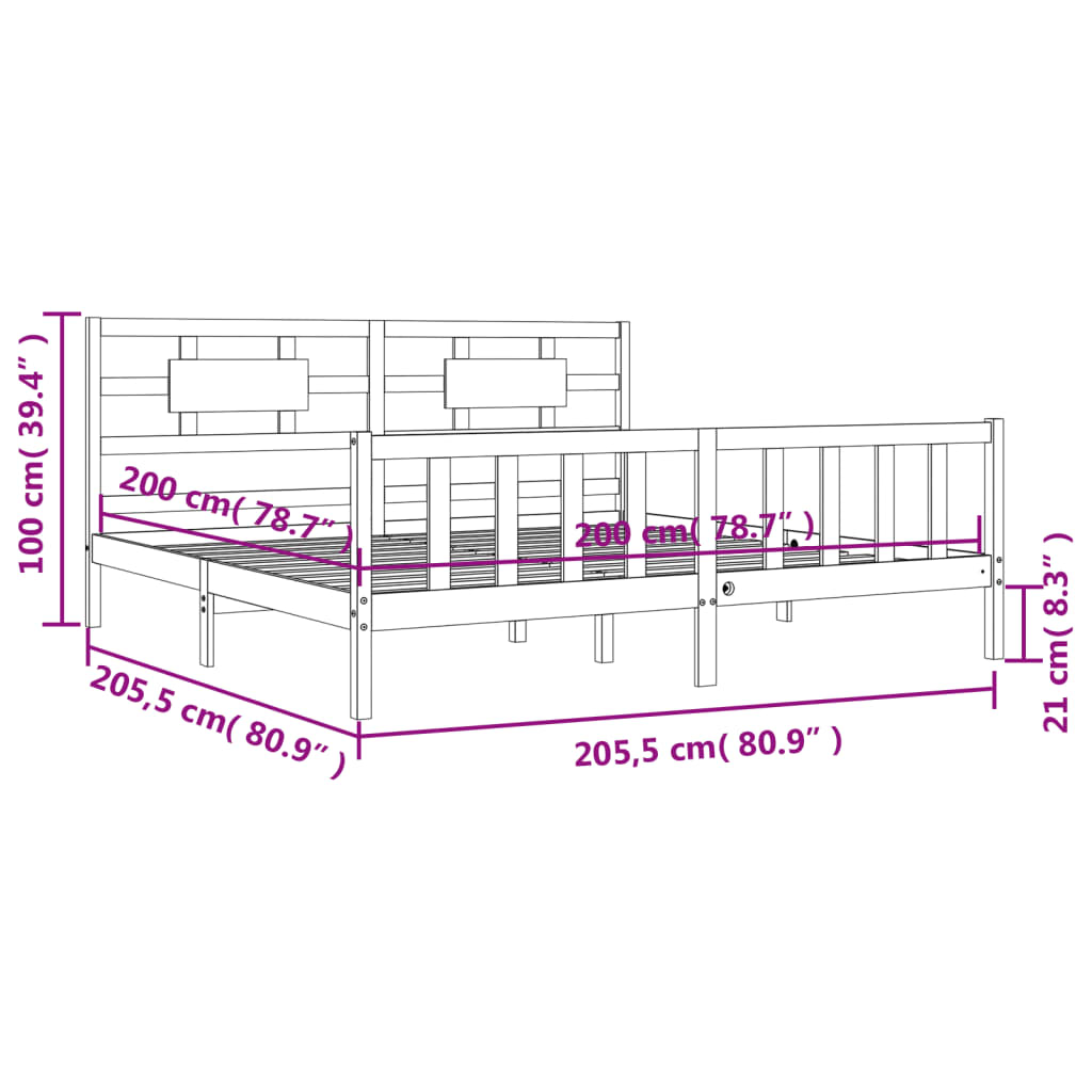 vidaXL Bedframe zonder matras massief grenenhout 200x200 cm