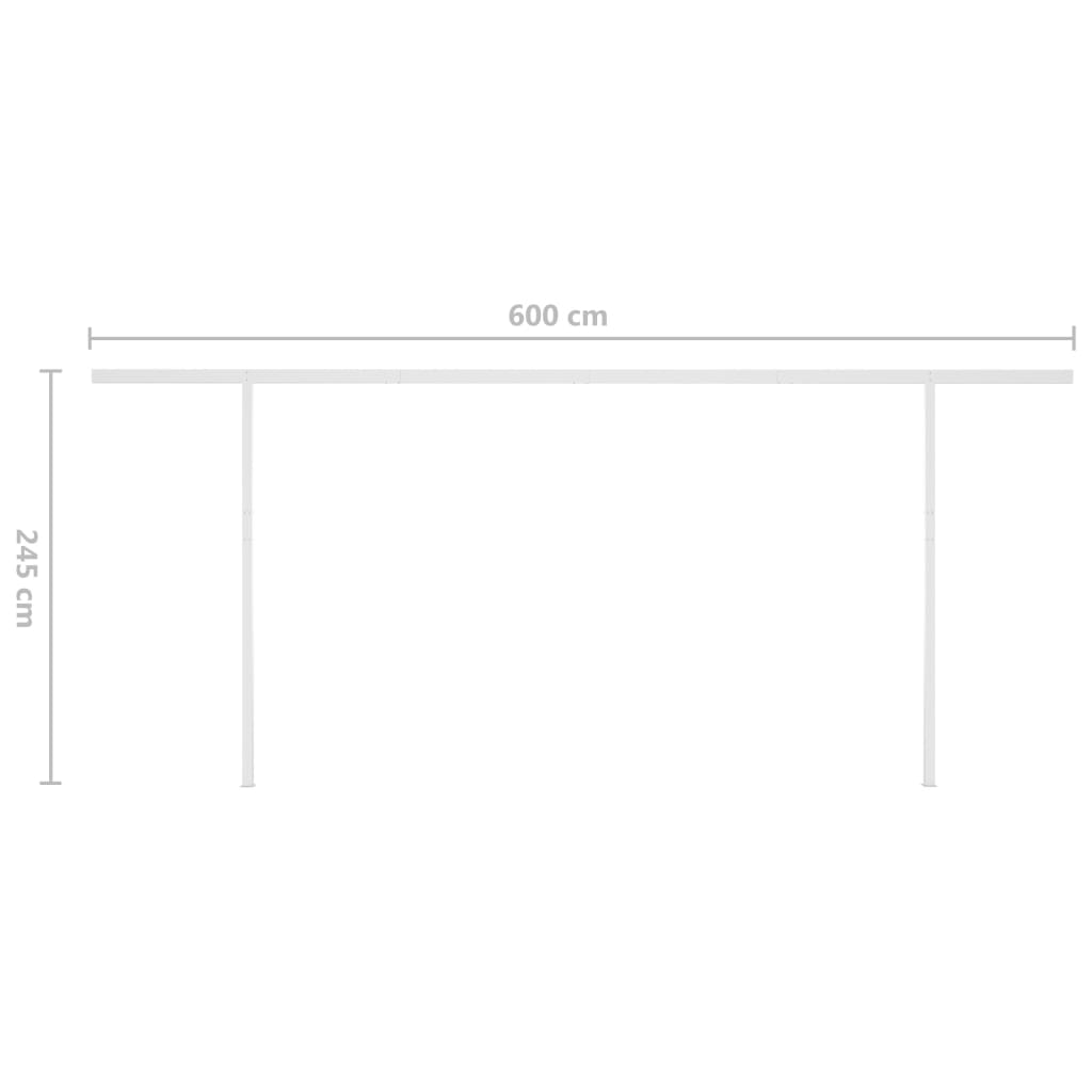 vidaXL Luifel handmatig uittrekbaar met LED 6x3 m crèmekleurig