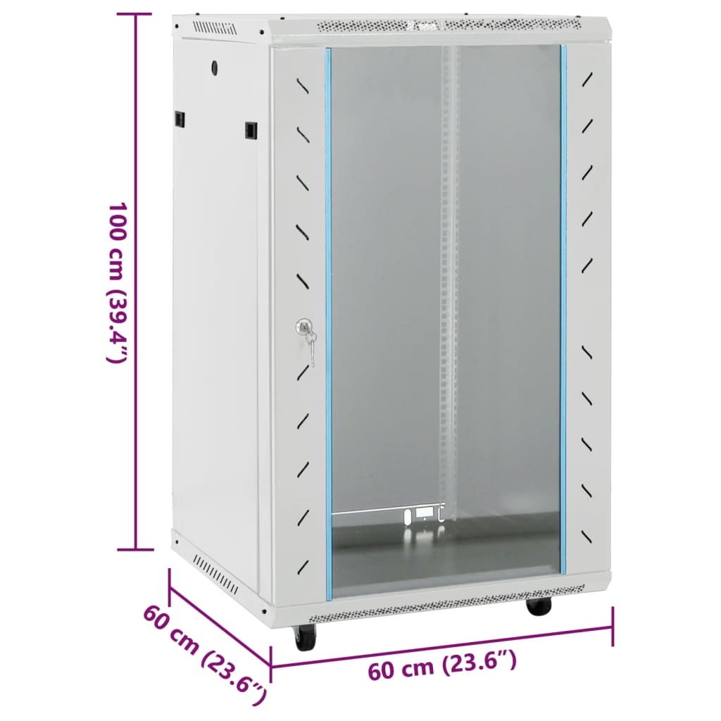 vidaXL Netwerkkast 18U 19" IP20 60x60x100 cm grijs