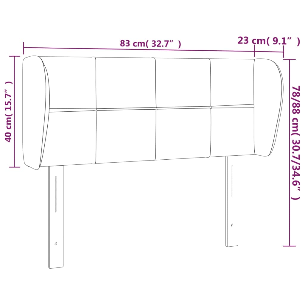 vidaXL Hoofdbord met randen 83x23x78/88 cm stof blauw