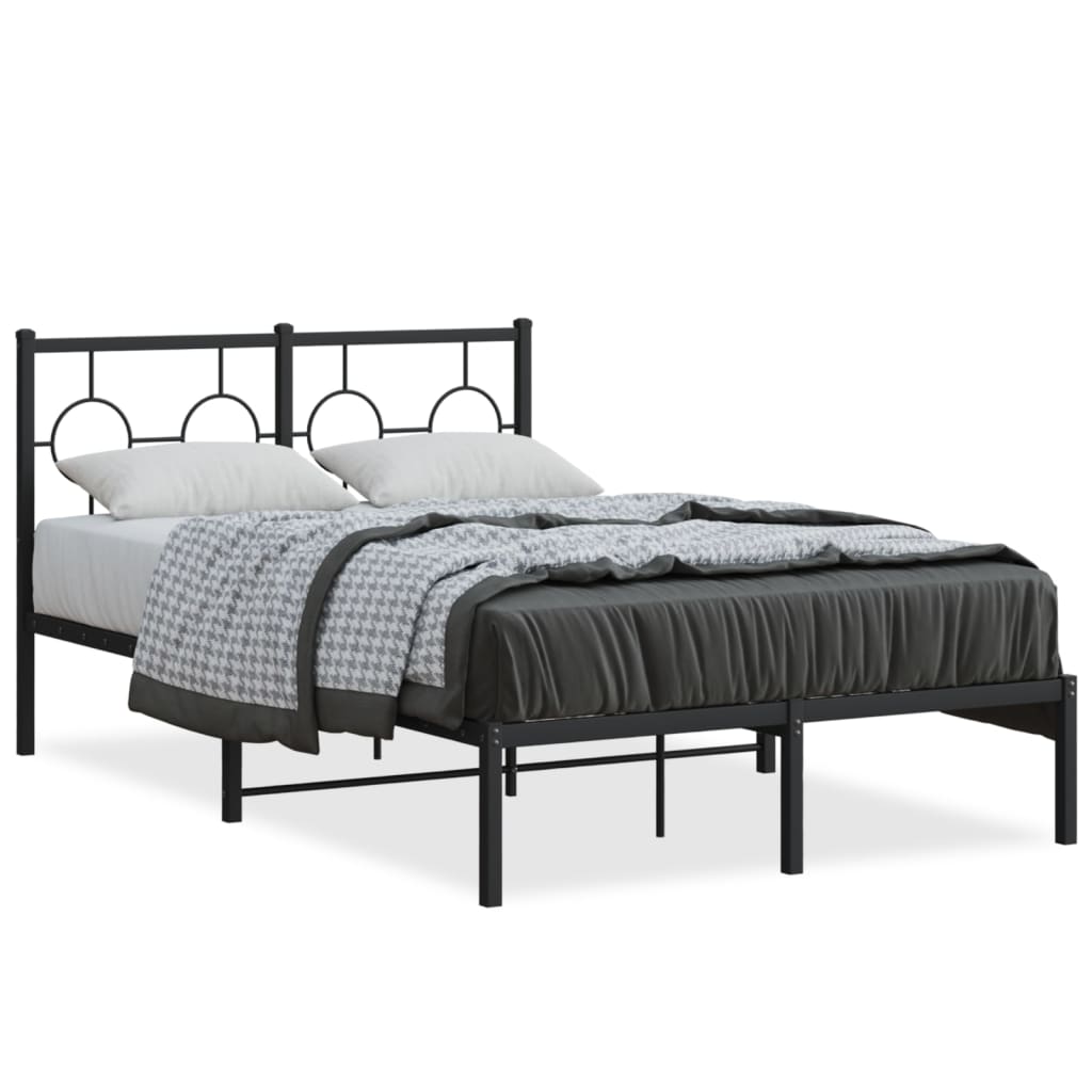 vidaXL Bedframe met hoofdbord metaal zwart 120x190 cm