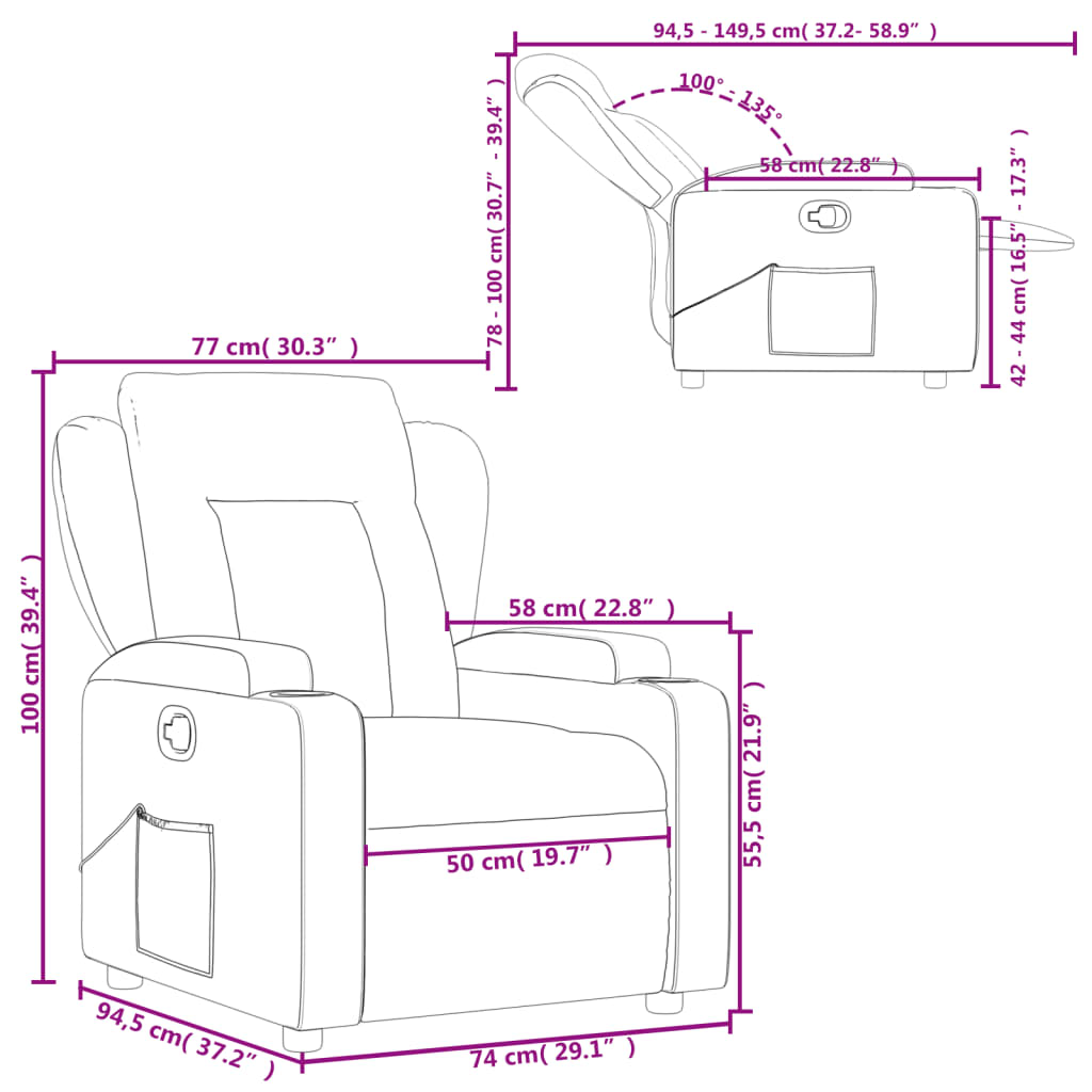 vidaXL Fauteuil verstelbaar stof taupe