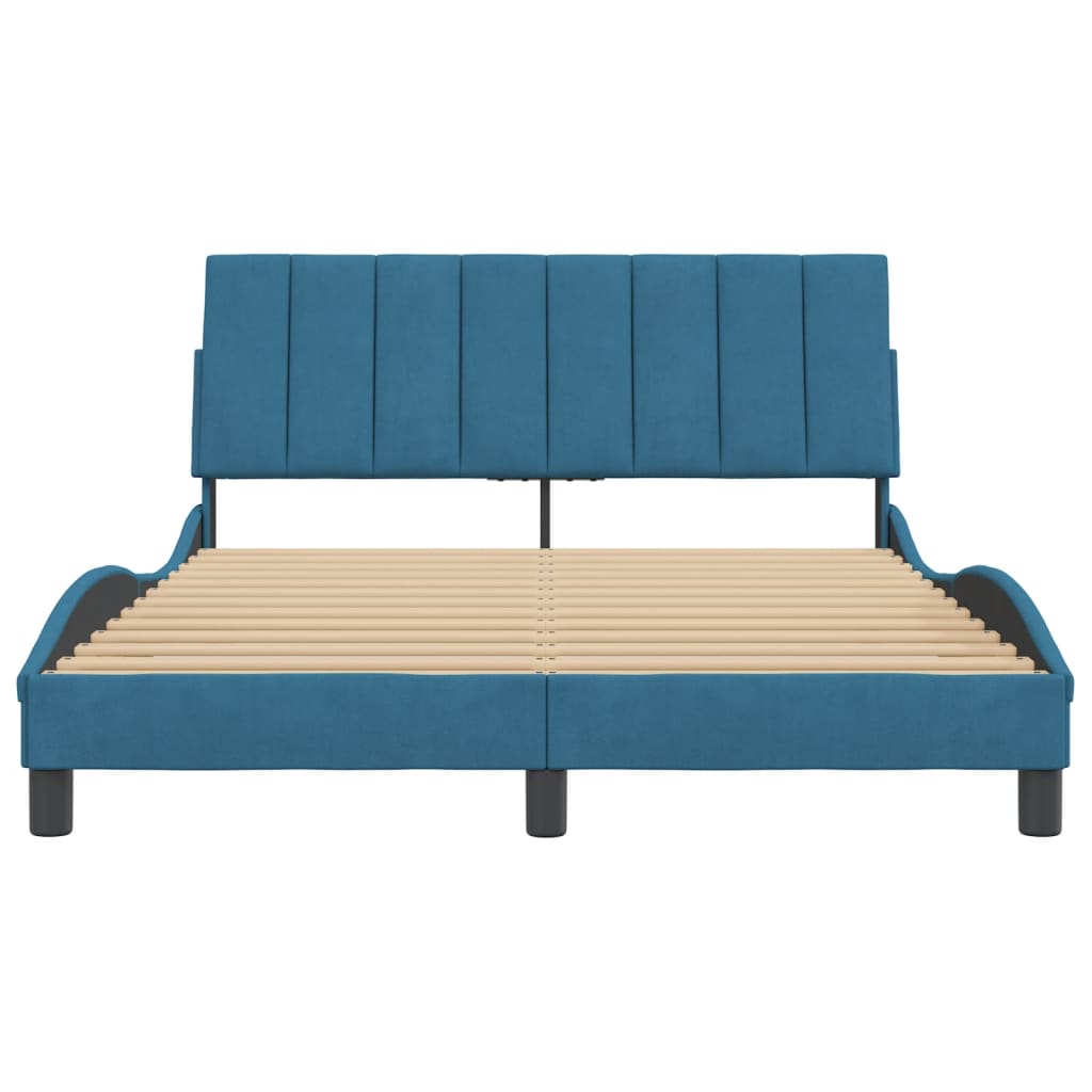 vidaXL Bedframe met hoofdeinde fluweel blauw 140x200 cm