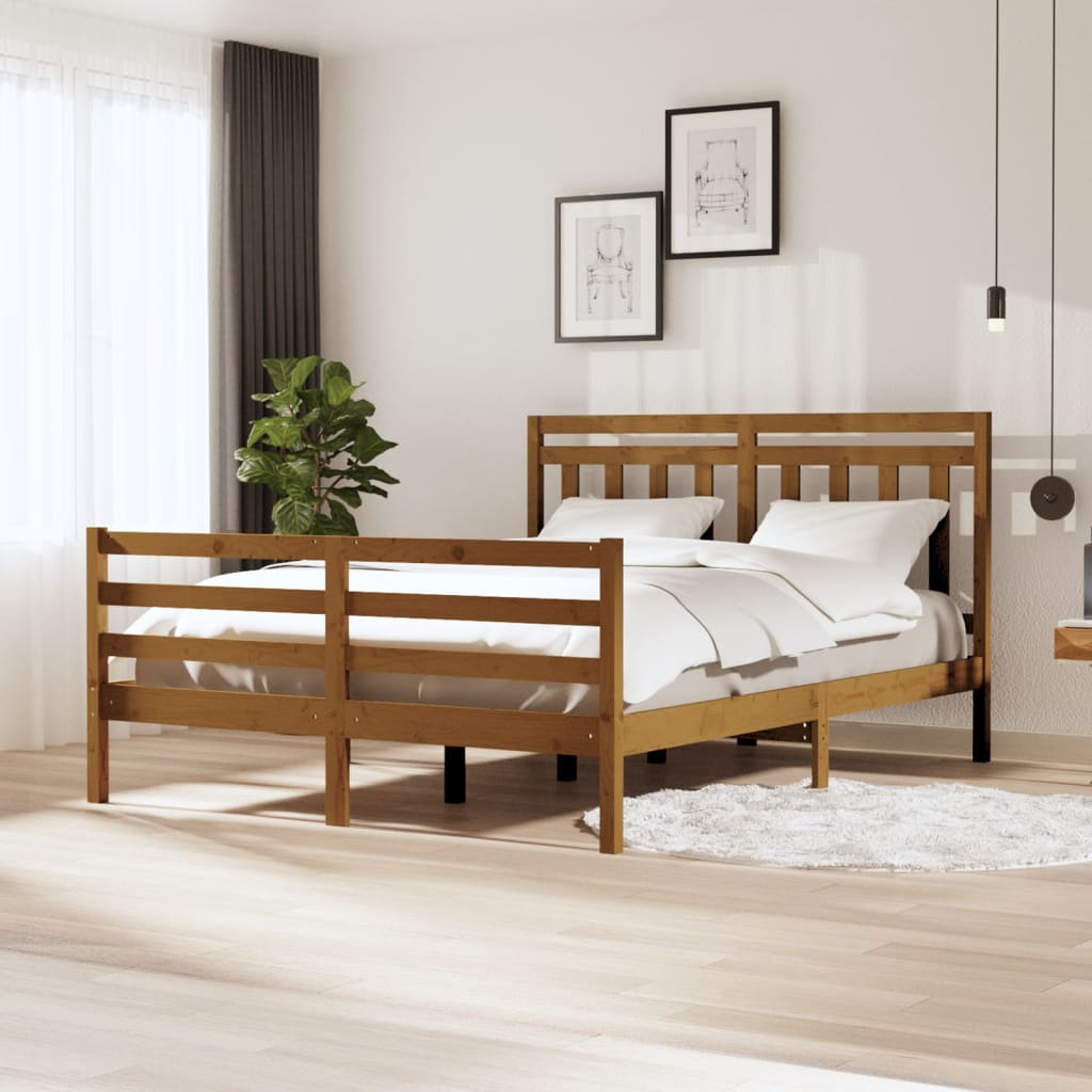 vidaXL Bedframe massief hout honingbruin 160x200 cm